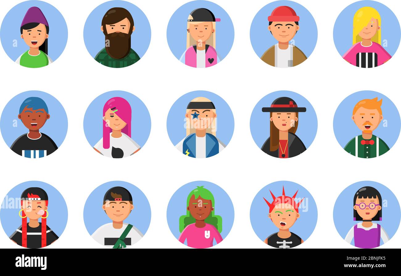 Web funny avatars set of different hipsters male and female Stock Vector