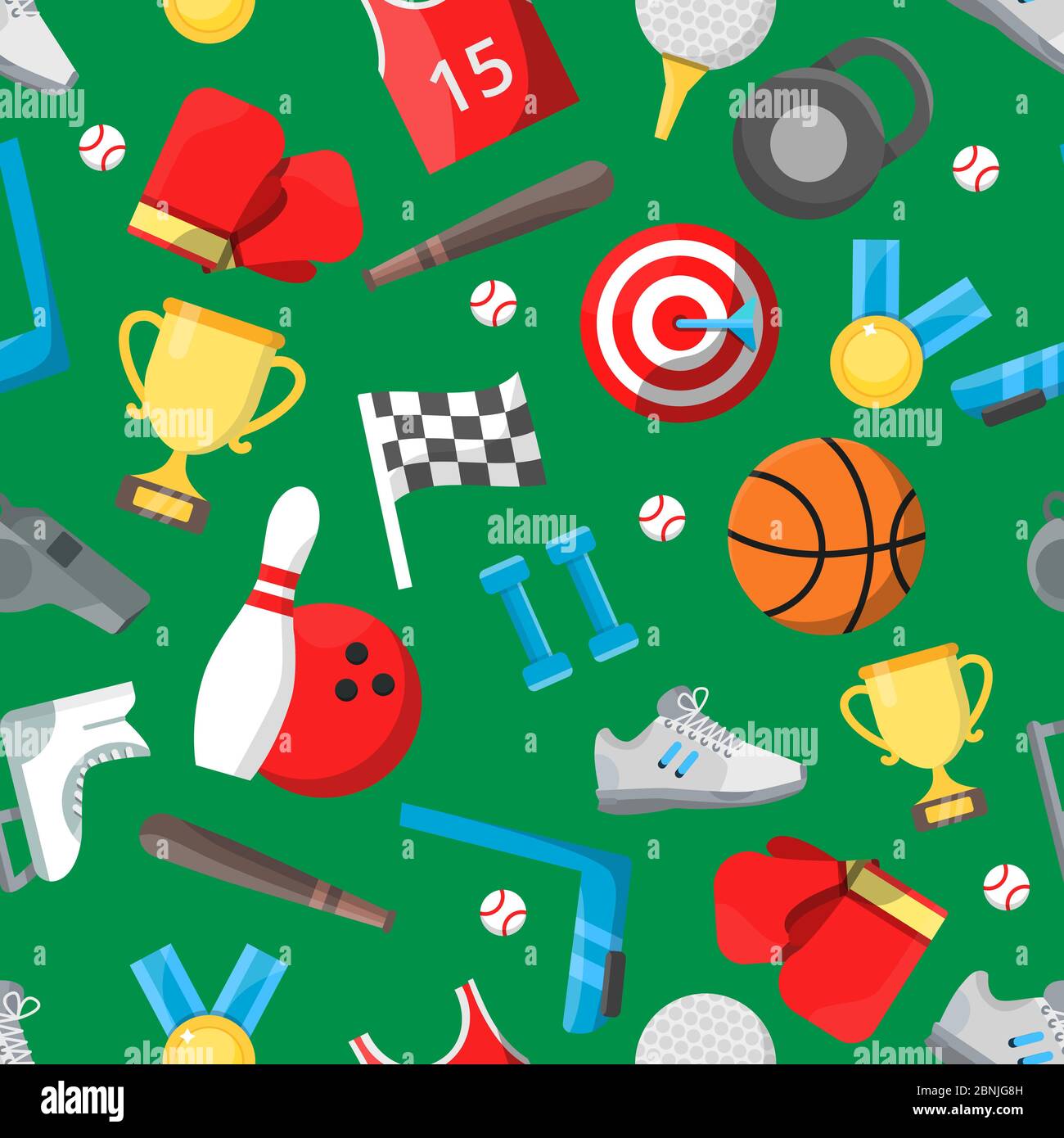 Seamless pattern with different sport equipment Stock Vector