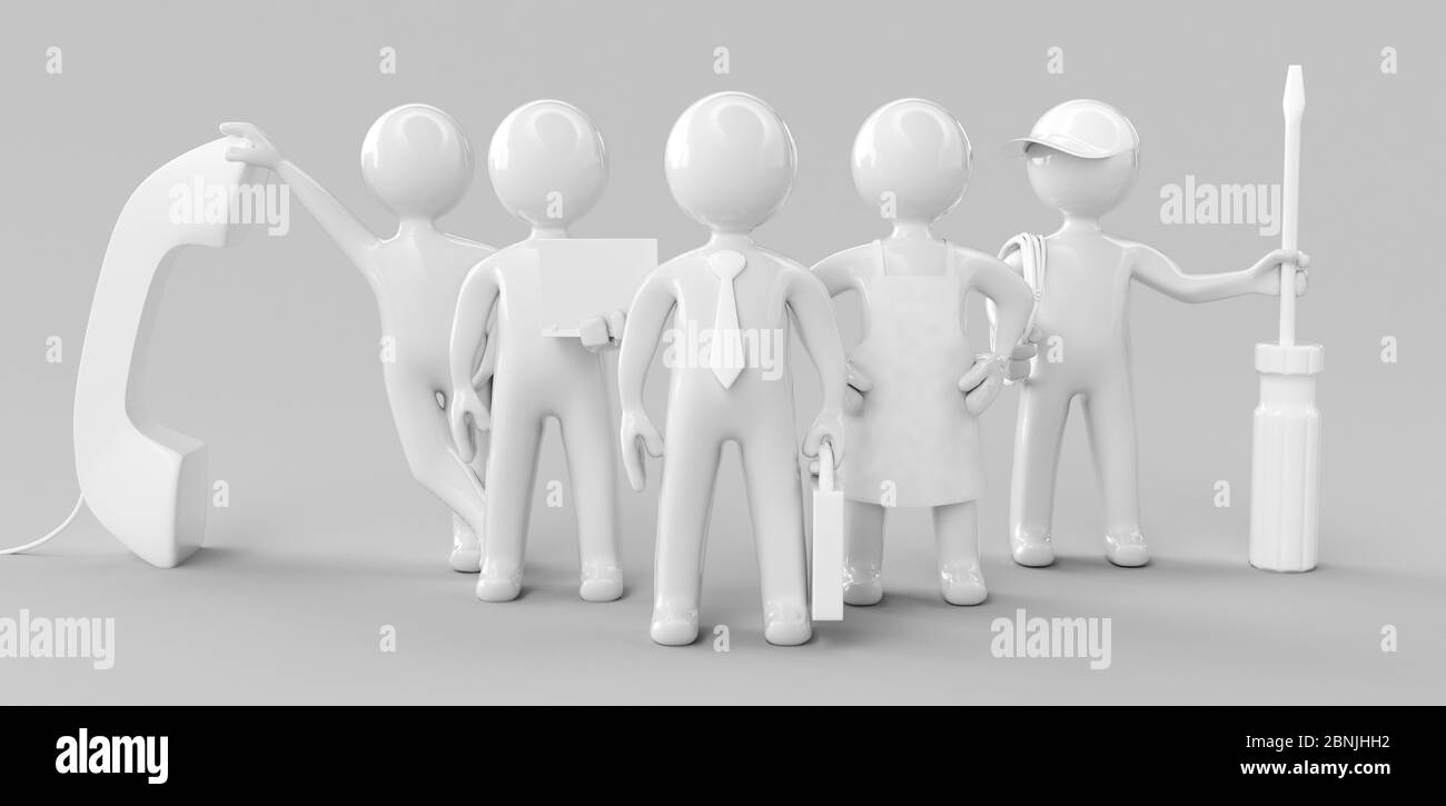 Concept of teamwork, assistance or support concept. 3d rendering Stock Photo