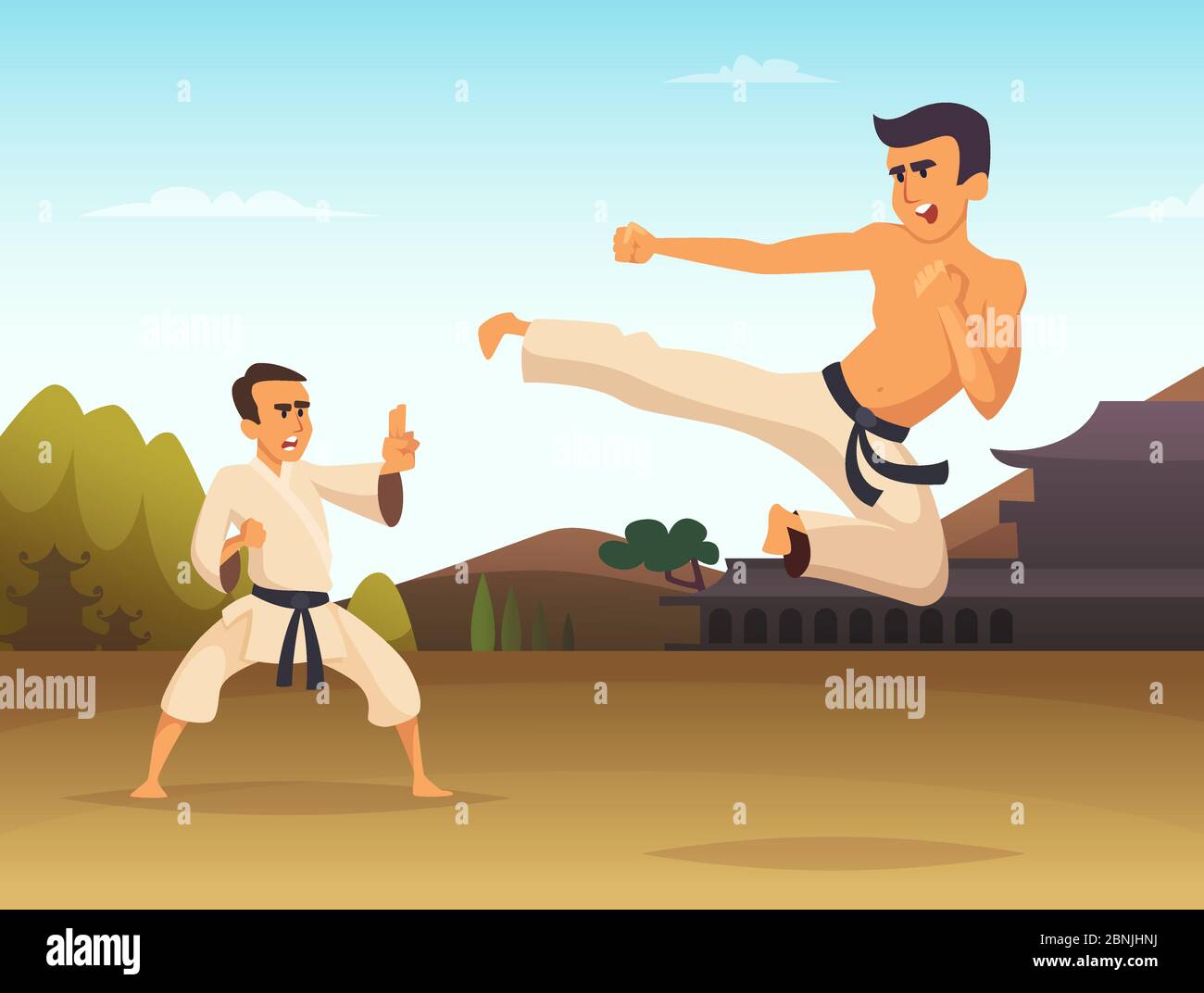Karate fighters Cartoon background vector illustration, sport art martial  Stock Vector Image & Art - Alamy