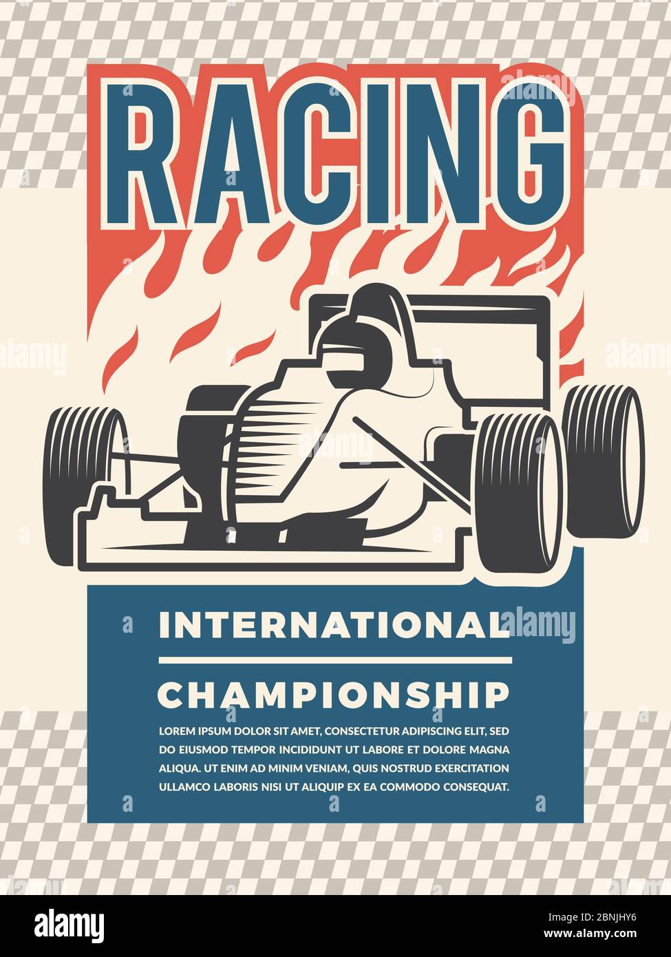 Poster or placard for motosport. Vintage illustrations of racing cars Stock Vector