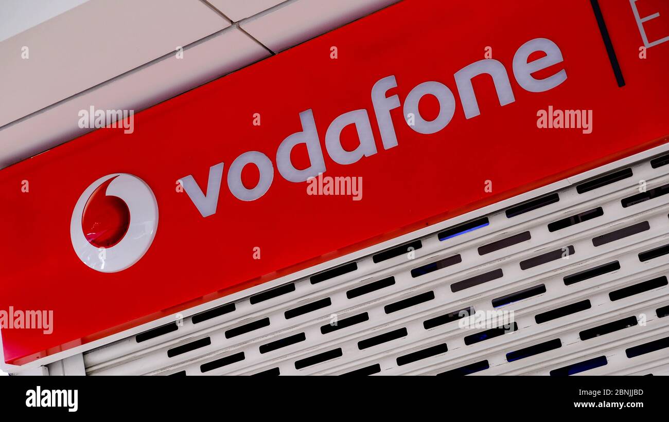 London, UK, May 15, 2020, Vodafone Added 51,000 New Contract Customers Last Quarter And Has Upgraded Thousands Of Customers To Unlimited Data Stock Photo