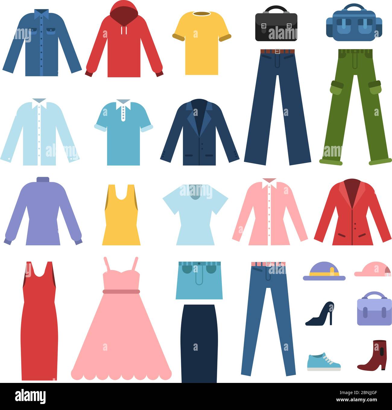 Set of different clothes for male and female Stock Vector