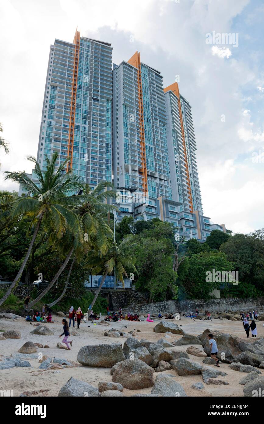 Malaysia,Malaisie,île,Insel,island,Penang,Malacca,ville,Stadt,city,George Town,bâtiment,Gebäude,building,plage local,lokaler Strand,local beach,gens,L Stock Photo