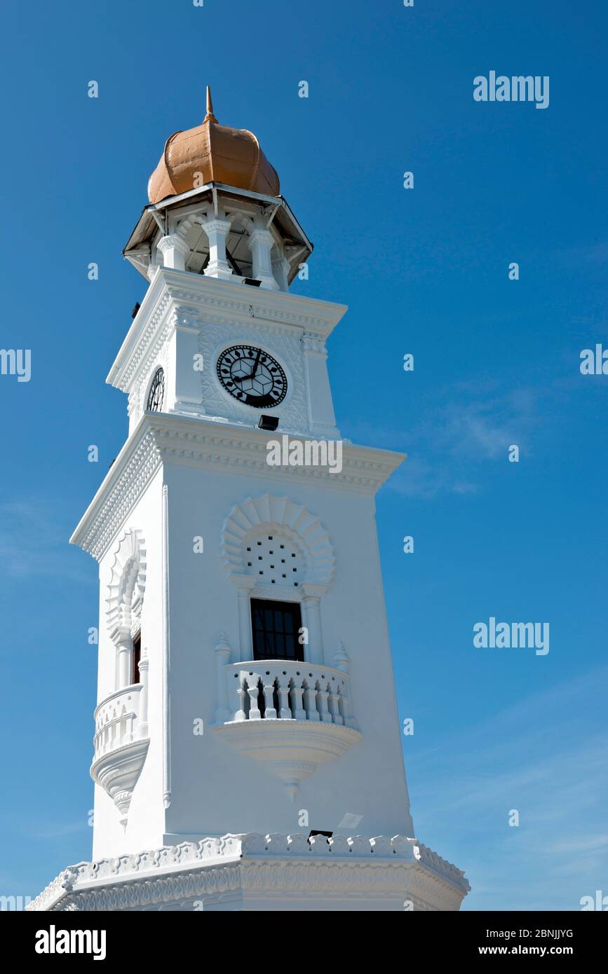 Malaysia,Malaisie,île,Insel,island,Penang,Malacca,ville,Stadt,city,George Town,tour de l'horloge,Glockenturm,clock tower,UNESCO Stock Photo