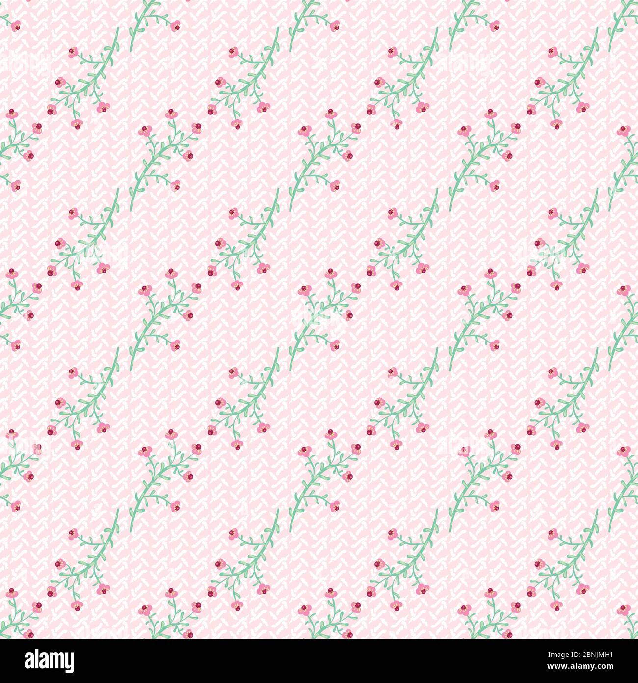 pink delicate wildflowers seamless vector pattern Stock Vector