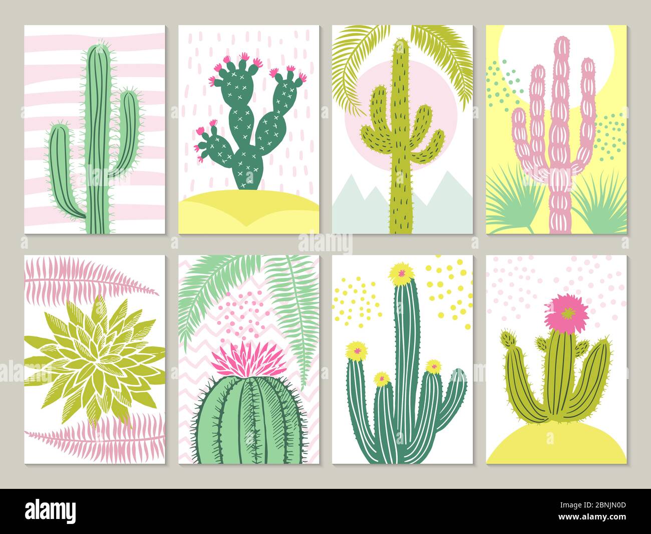 Cards template with pictures of cactuses Stock Vector