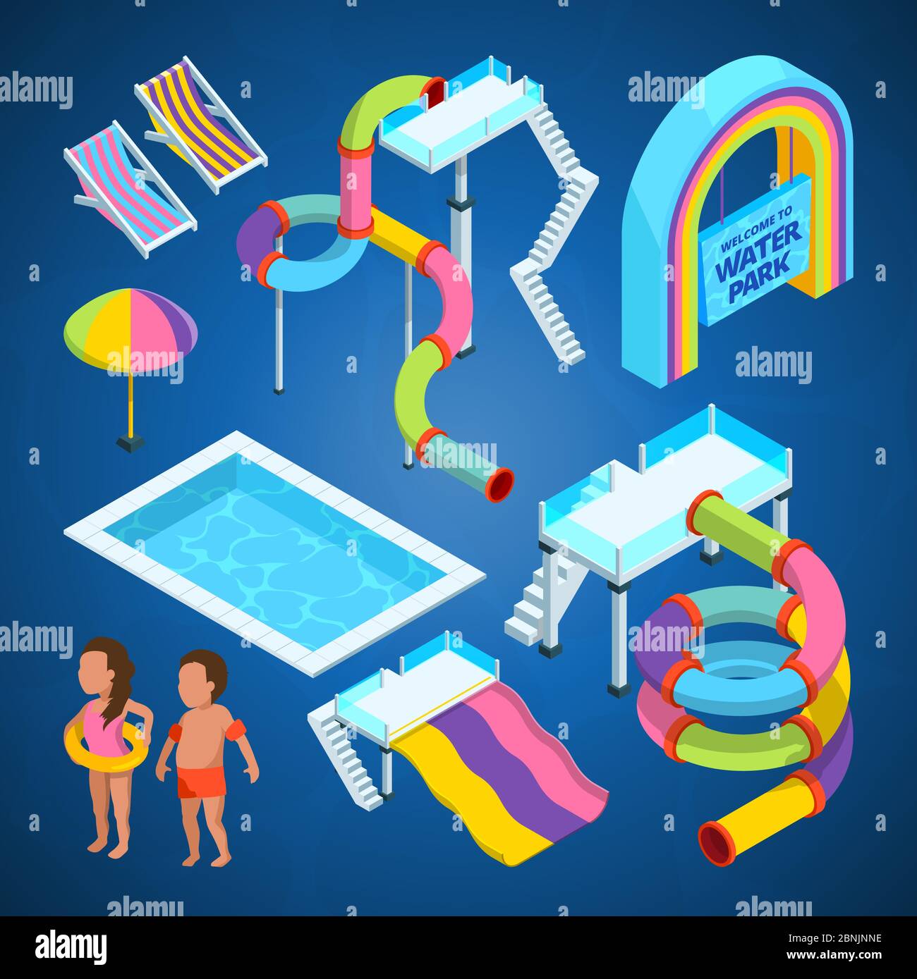 Outdoor waterpark Stock Vector Images - Alamy