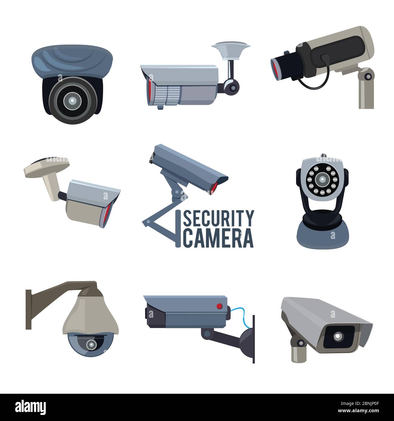 Various vector pictures of security cameras Stock Vector