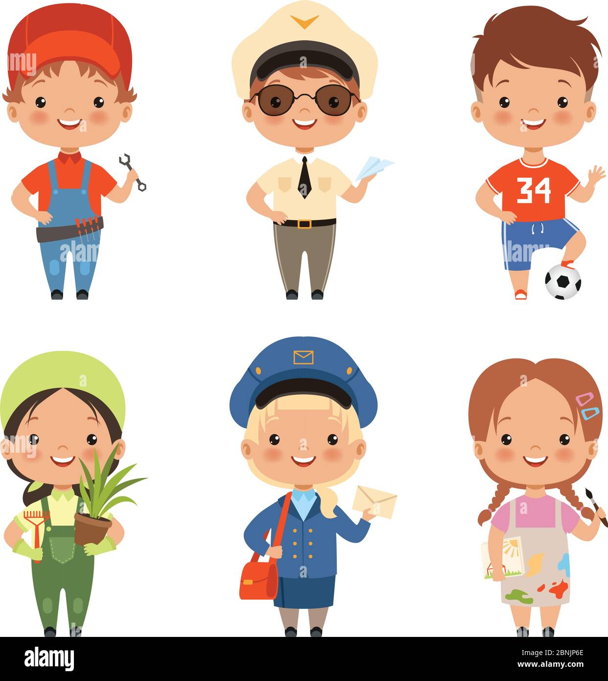 Funny cartoon children characters of various professions Stock Vector Image  & Art - Alamy