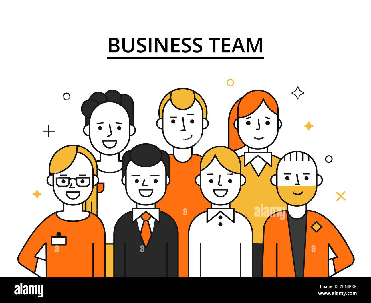 Stylized illustrations of business team. Concept picture of successful peoples Stock Vector