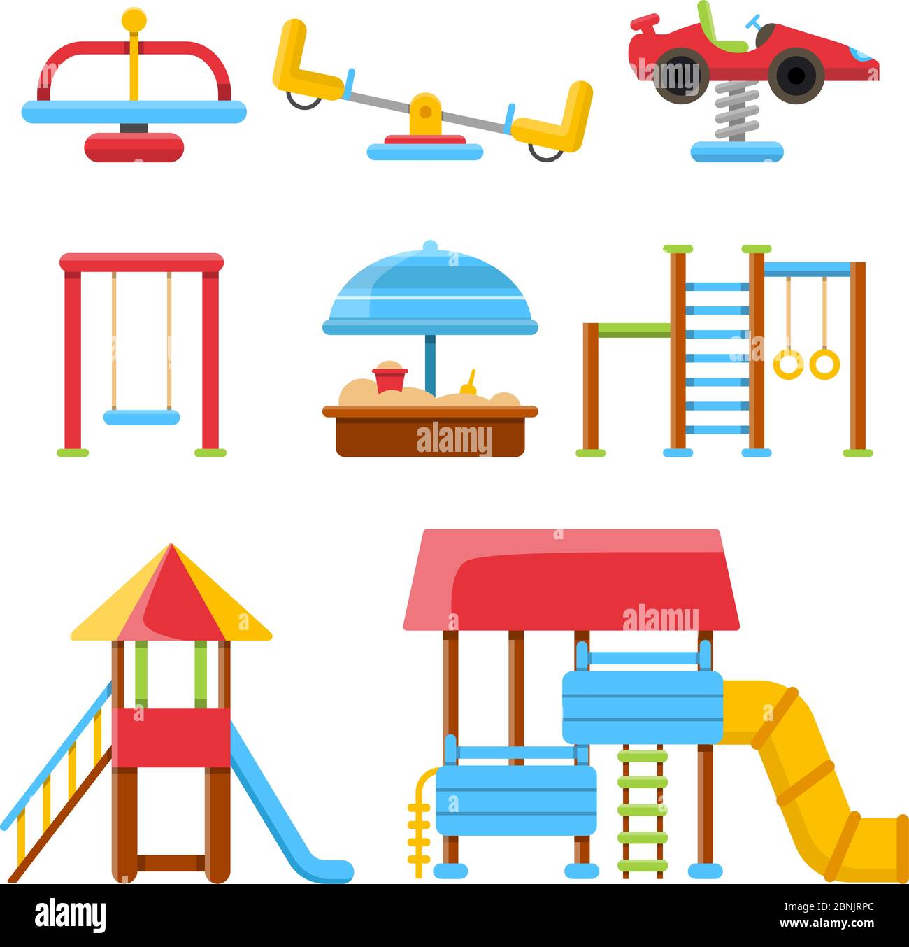 Equipment for childrens playground. Flat vector illustrations isolate on white background Stock Vector