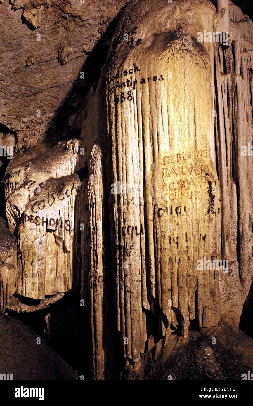 Vari Cave Cave of Antiparos, Antiparos island, Cyclades, Greece. The cave of ...