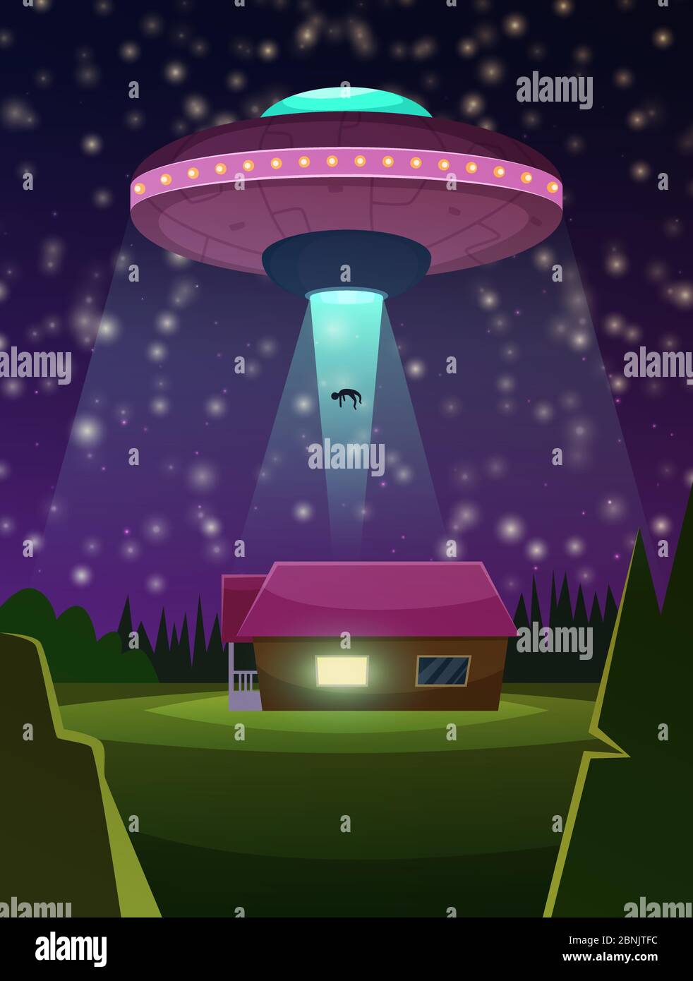 Vector background illustration of ufo Stock Vector