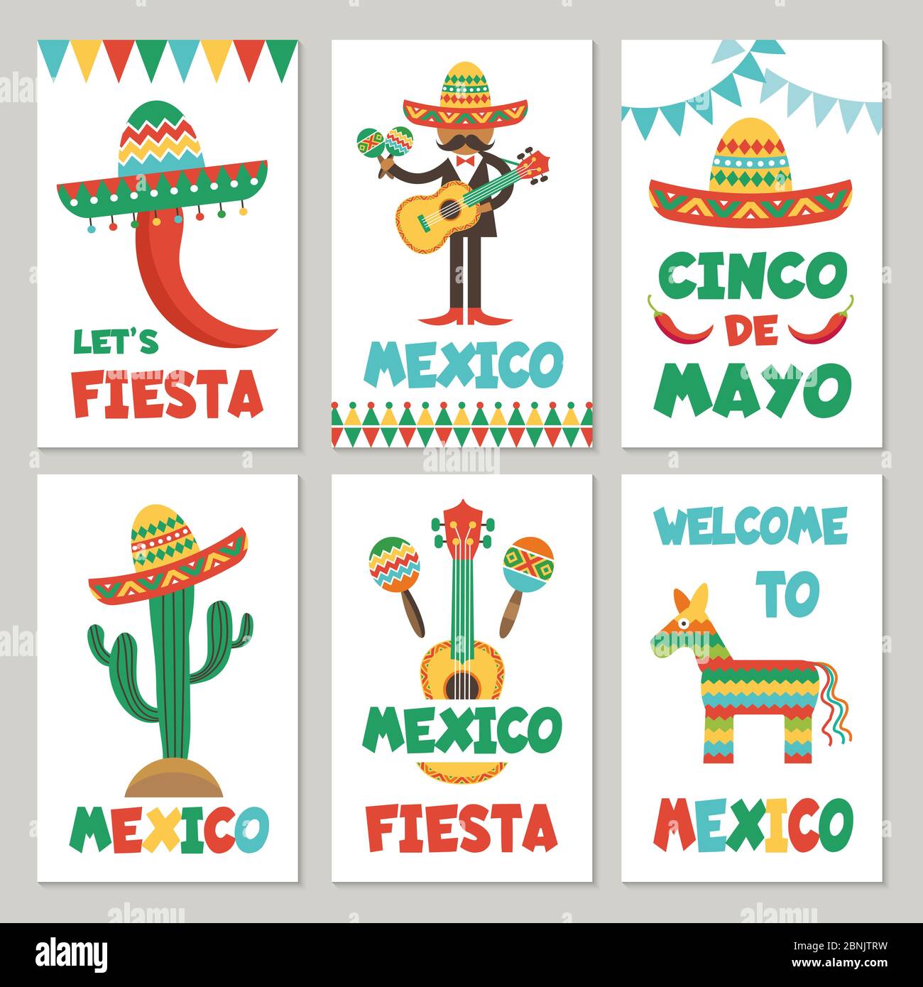 Cards with mexican symbols Stock Vector