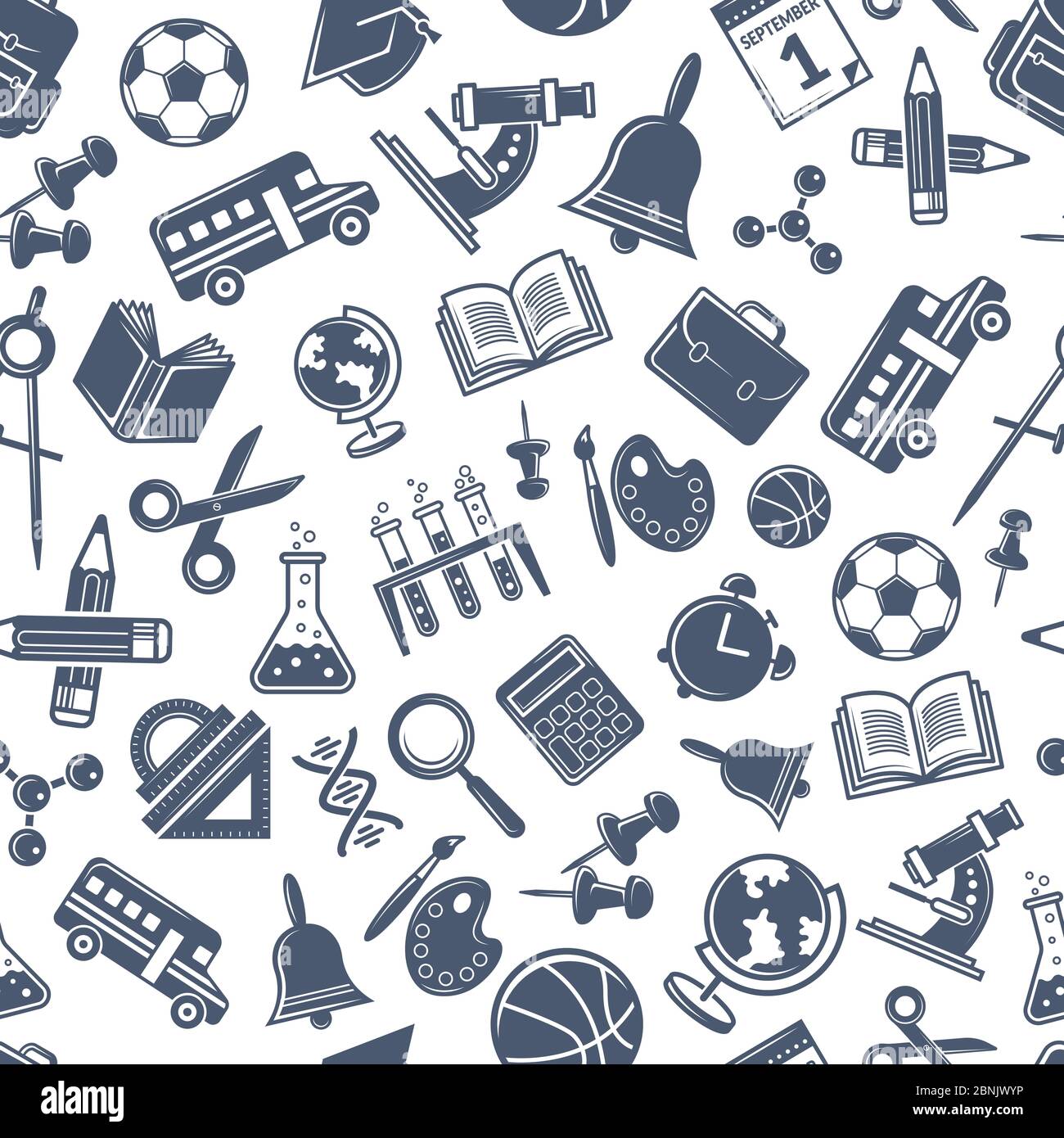 Back to school pattern. Seamless background with symbols of scince and ...