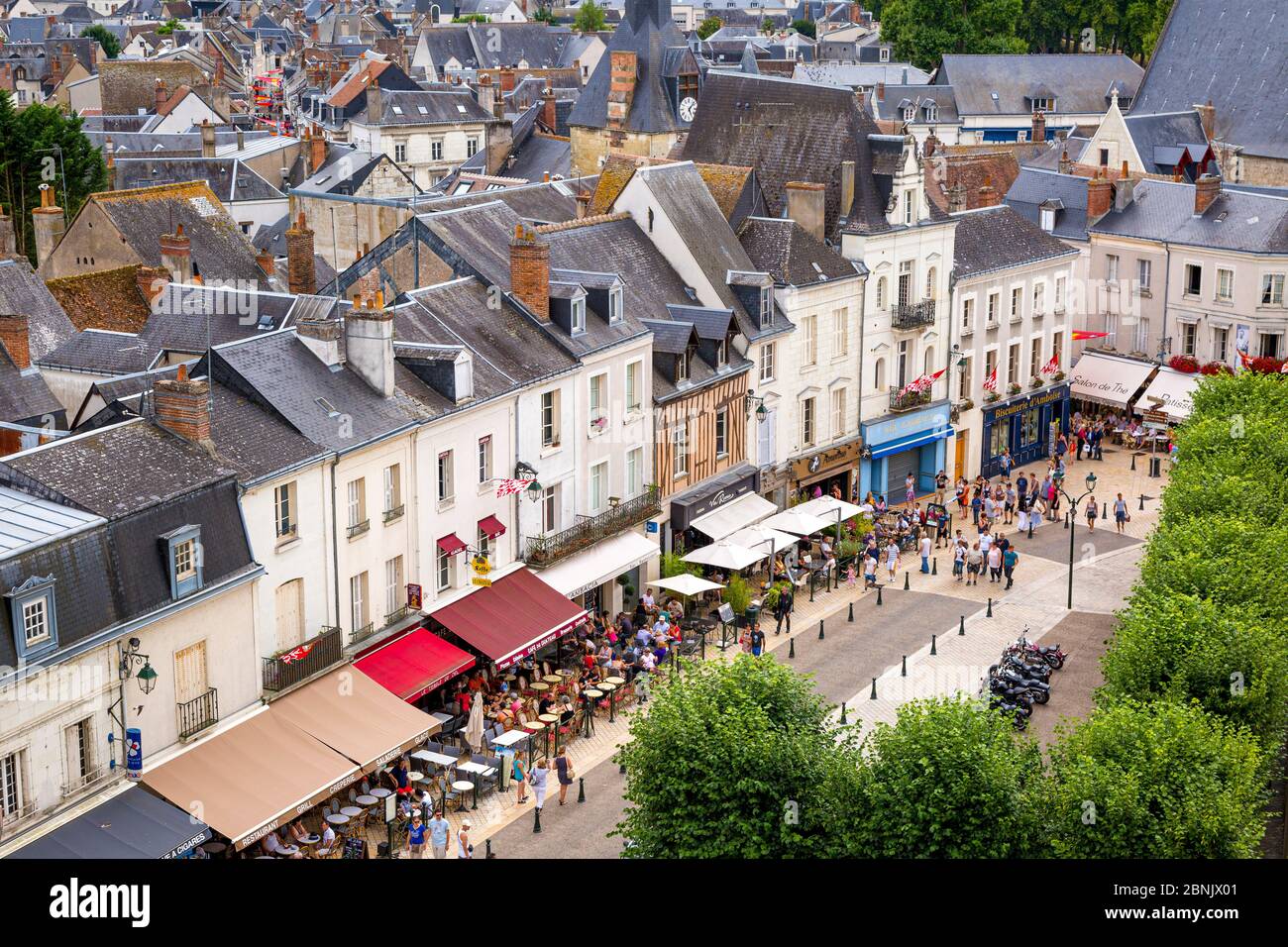 Overlooking Place Michel Dedre in Loire Valley town of Amboise, Indre-et-Loire, France Stock Photo