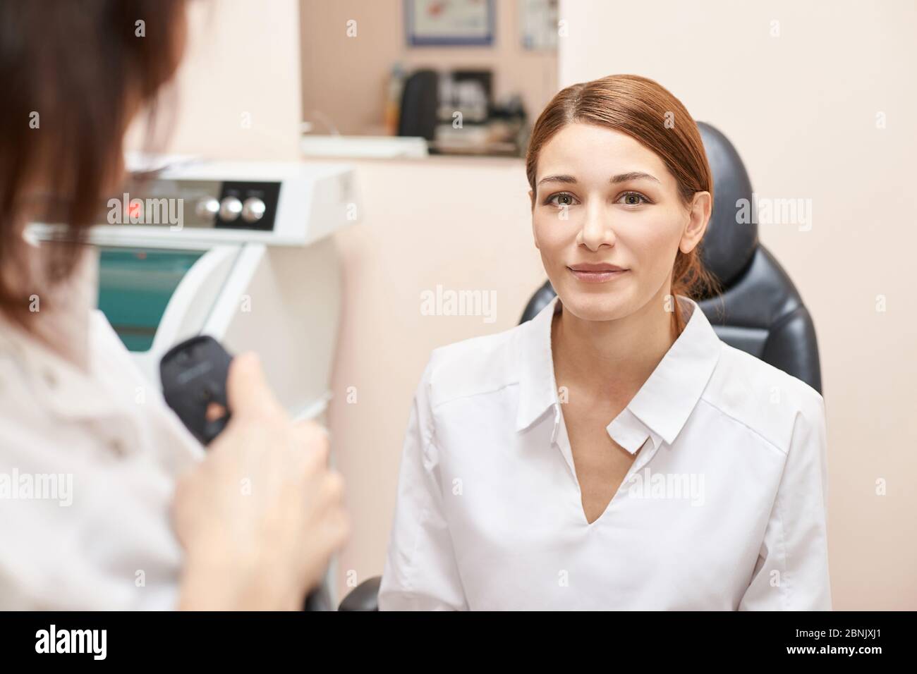 Eye ophthalmologist exam. Eyesight recovery. Astigmatism check concept. Ophthalmology diagmostic