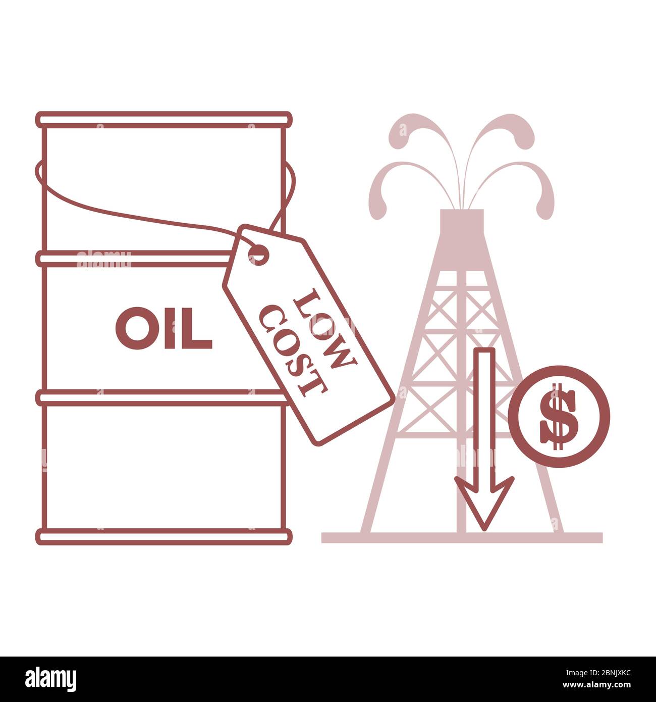 Vector illustration Oil price decrease. Petroleum industry. Economic