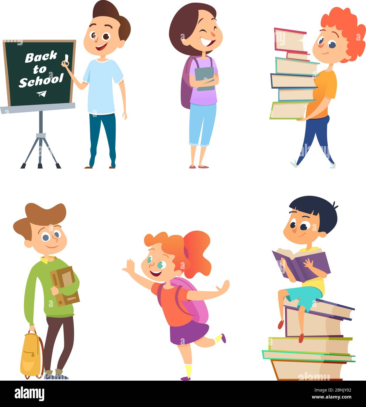 School characters. Male and female children go to school Stock Vector Image  & Art - Alamy