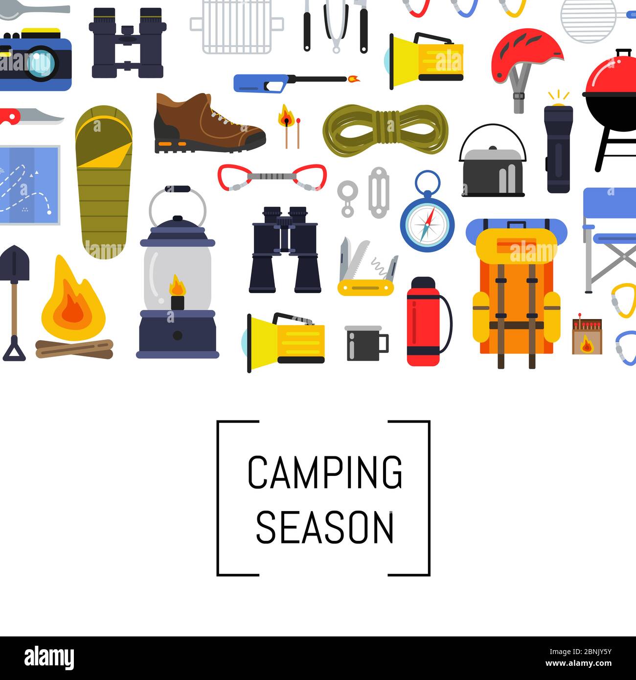 Vector flat style camping elements background illustration Stock Vector ...