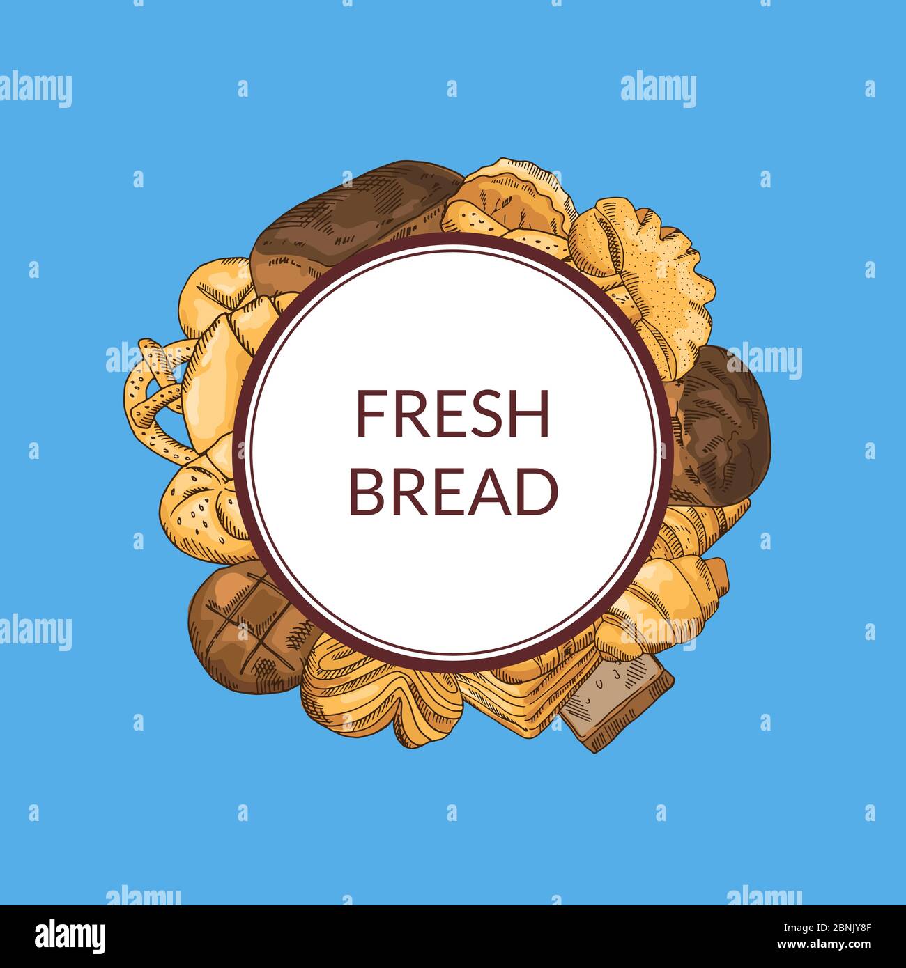 Vector pile of hand drawn colored bakery elements Stock Vector Image ...