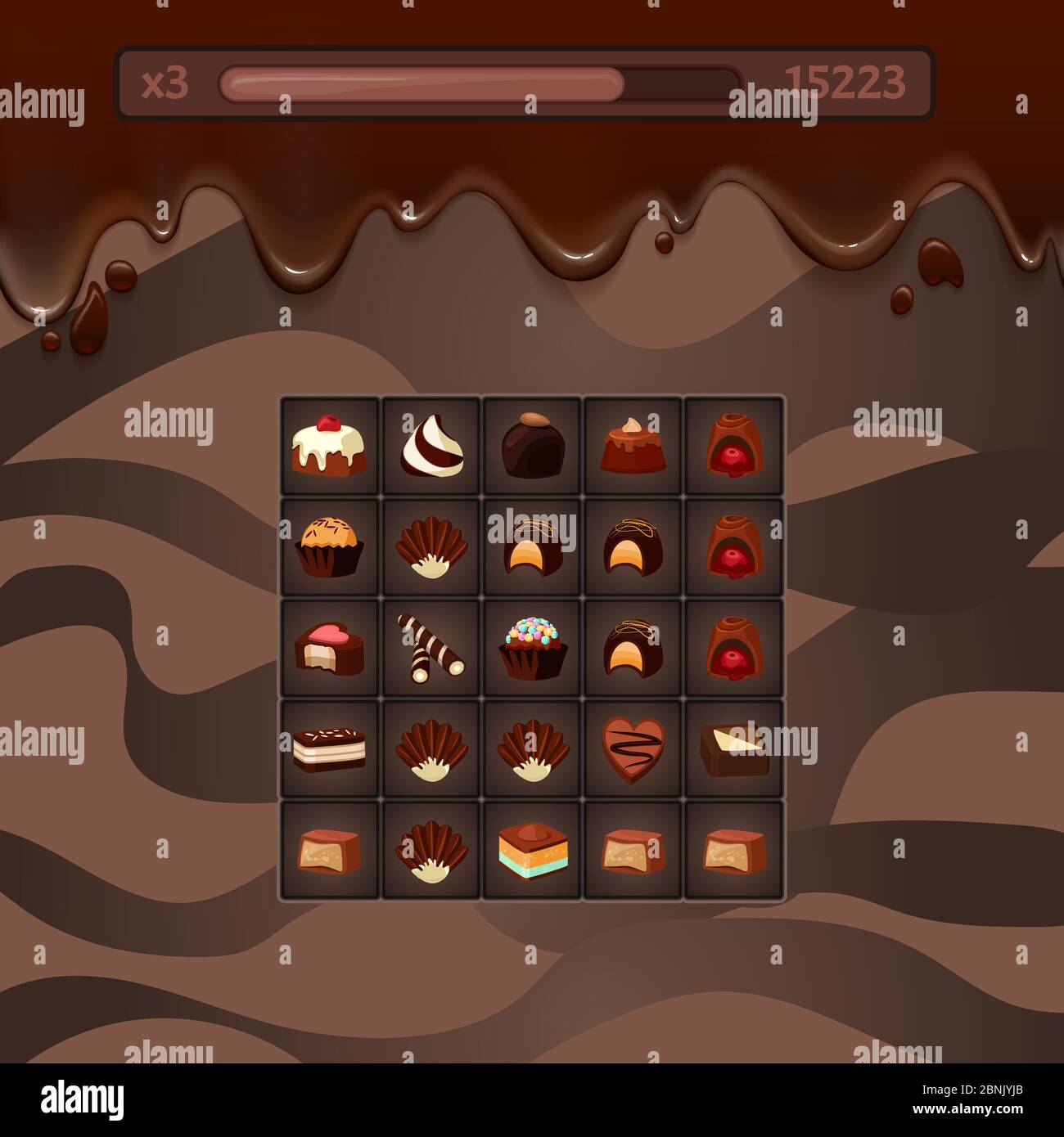 Vector concept illustration game with chocolate candies Stock Vector