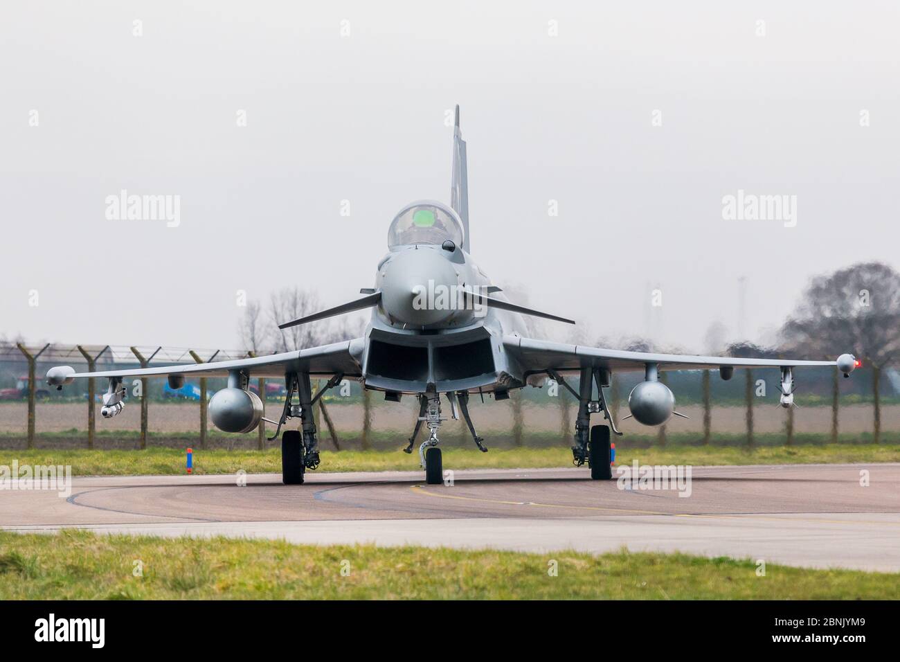 Face on with an RAF Typhoon FGR4 at Conningsby in March 2016. Stock Photo