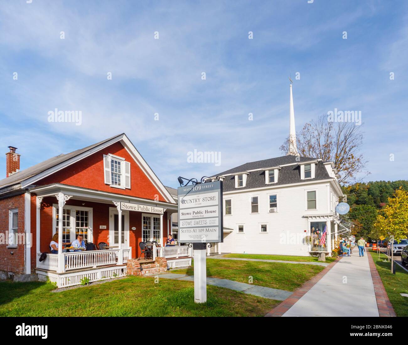 View of historic Stowe Public House & Bottle Shop dating from 1830 on Main Street, Stowe
