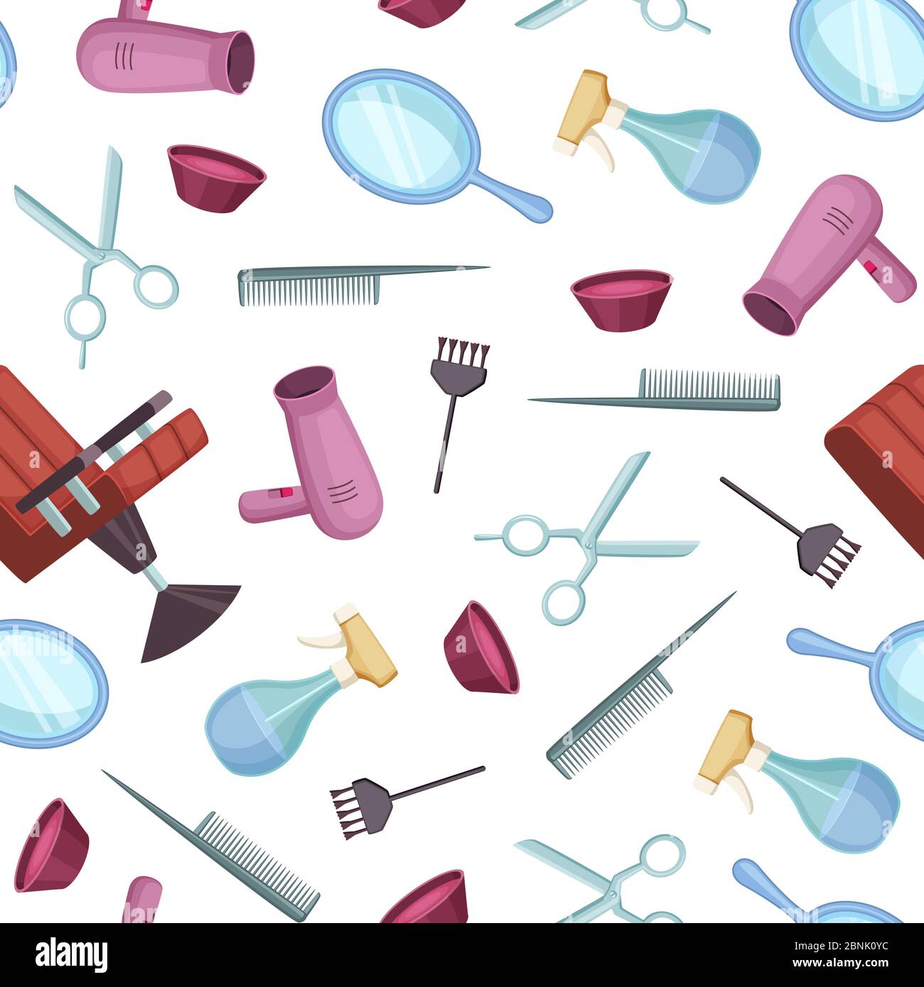 Vector hairdresser or barber cartoon elements pattern Stock Vector