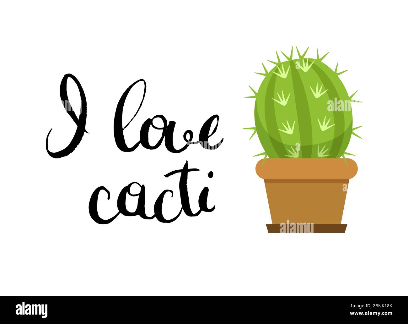 Vector horizontal illustration with cute cactus in pot Stock Vector ...