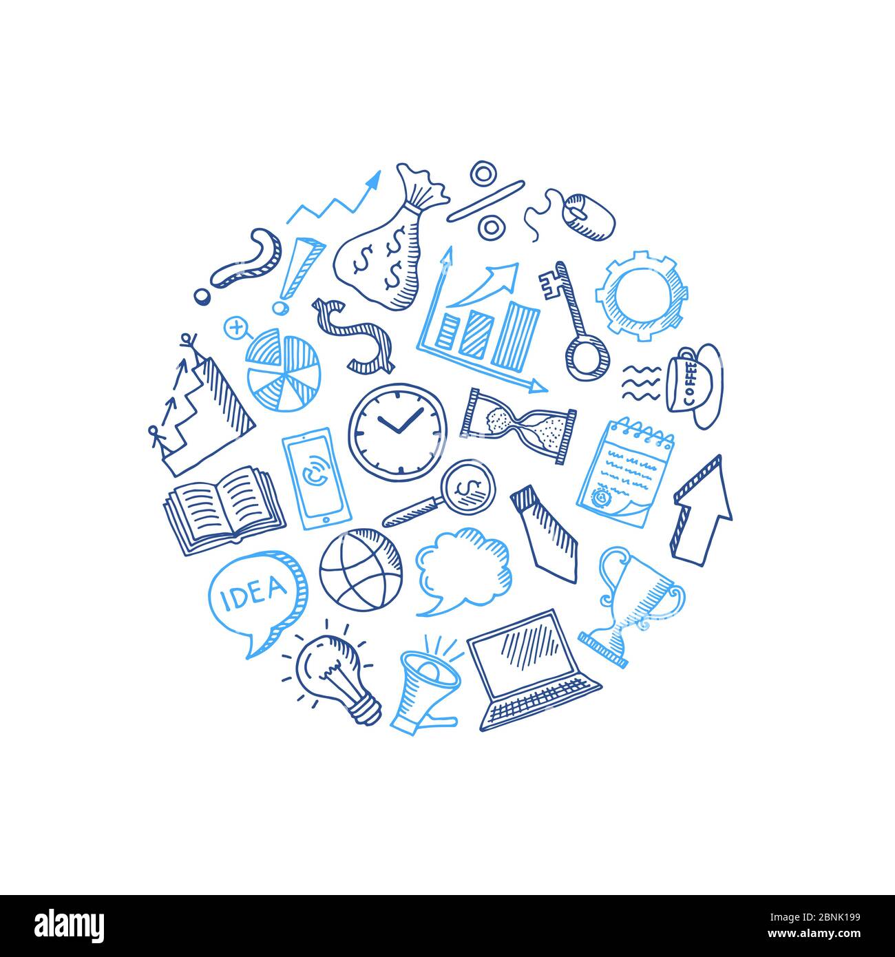 Vector business doodle icons in circle shape illustration Stock Vector ...
