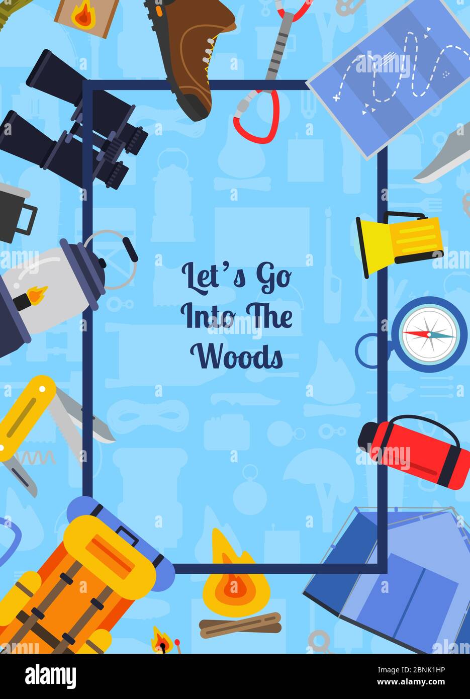Vector flat style camping elements illustration Stock Vector Image ...