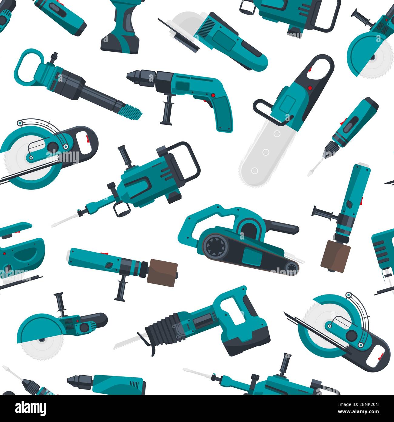 Vector pattern illustration with electric construction tools Stock Vector