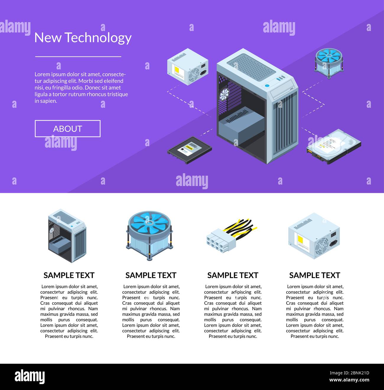 Vector isometric electronic devices website page template illustration Stock Vector