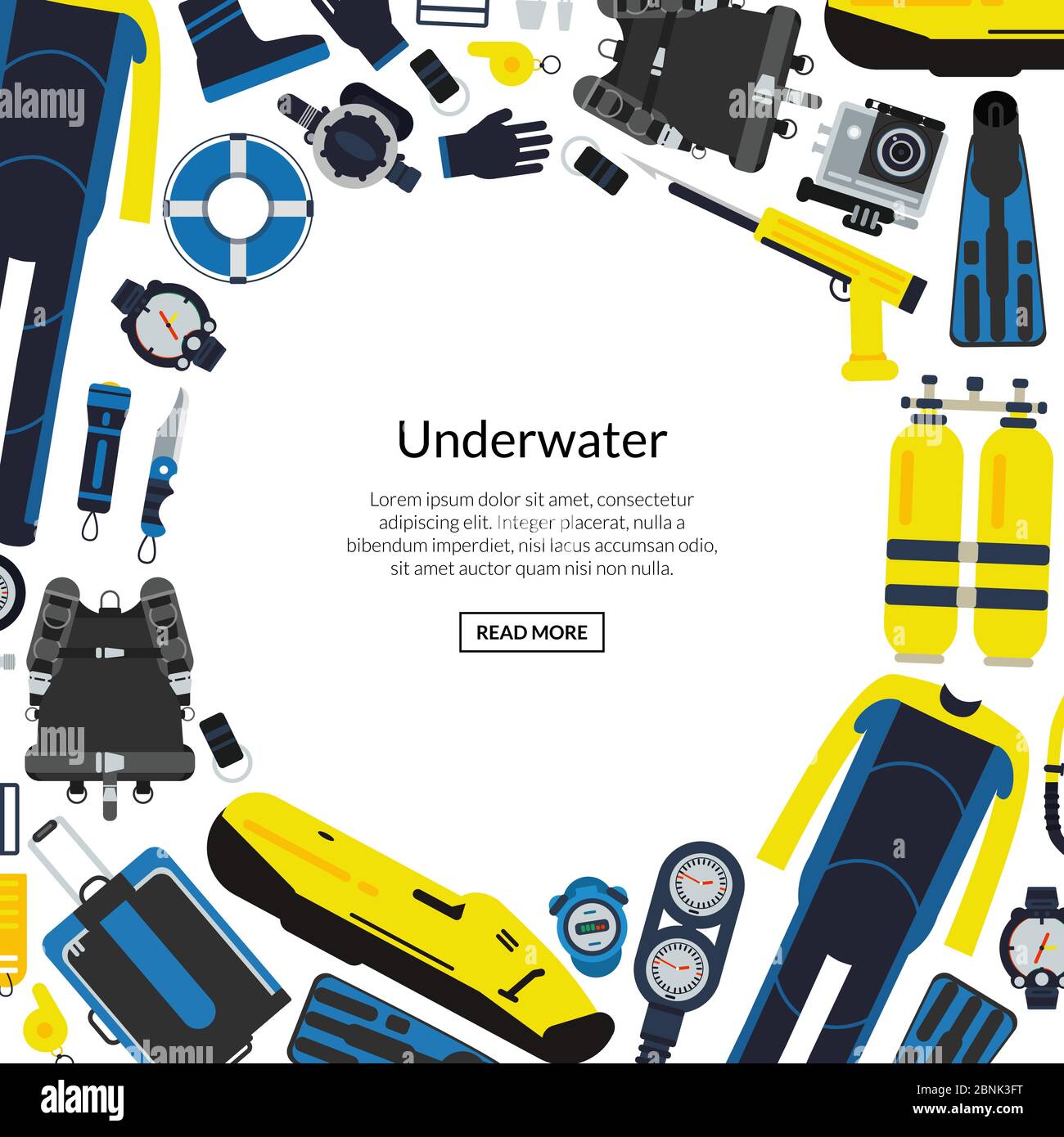 Vector underwater diving equipment illustration Stock Vector Image ...