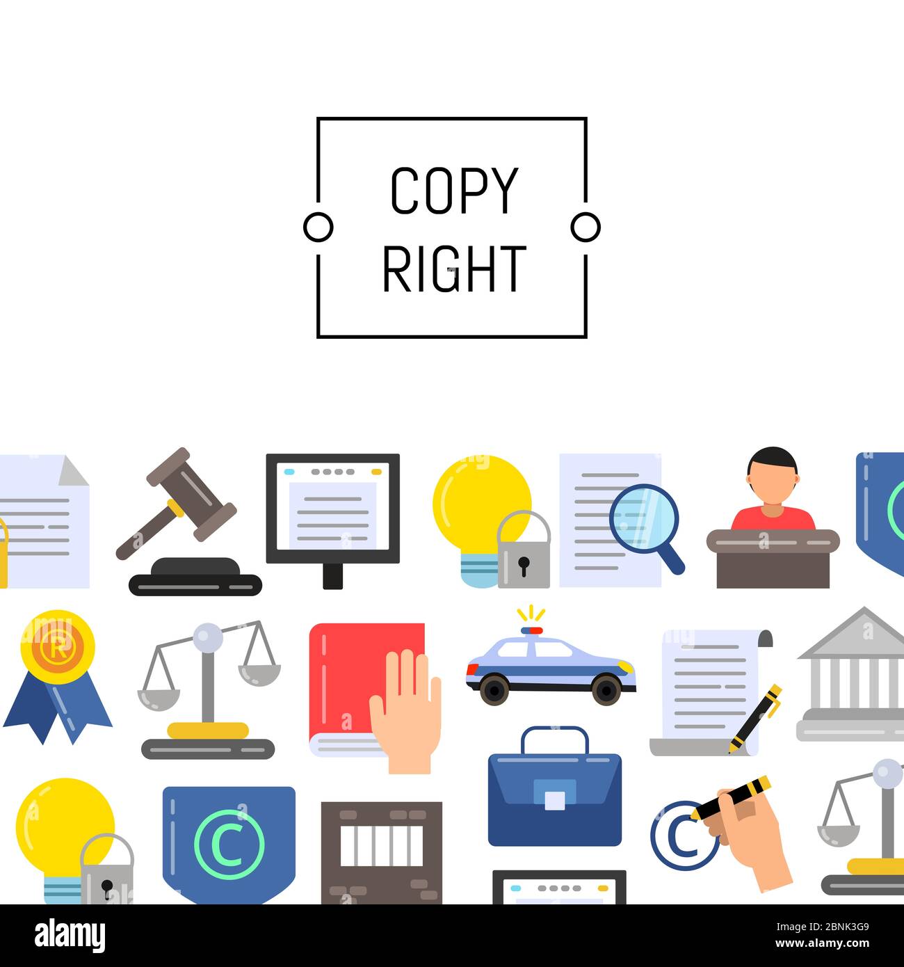 Vector flat style copyright elements illustration Stock Vector Image