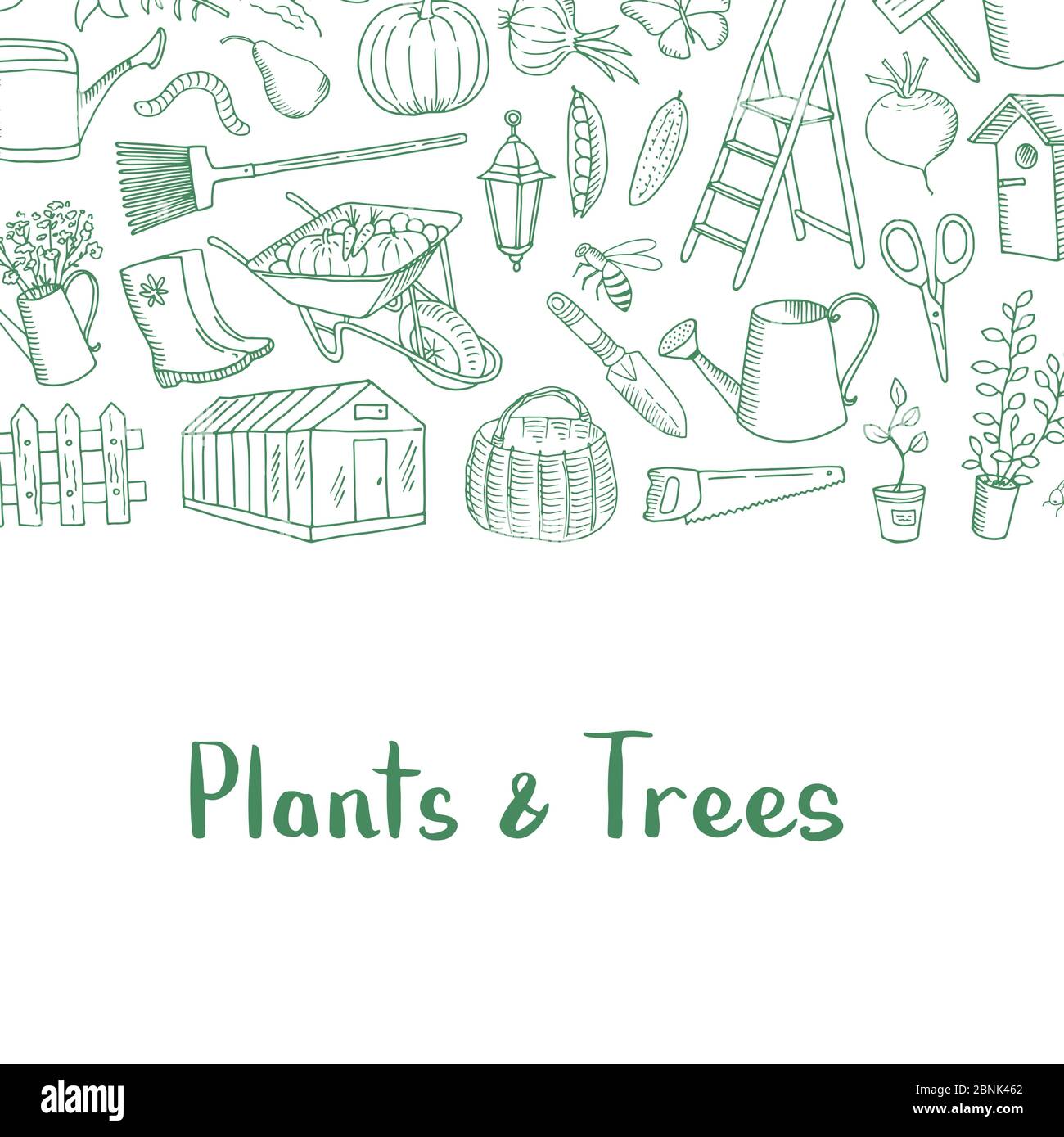 Vector gardening doodle icons background with place for text ...