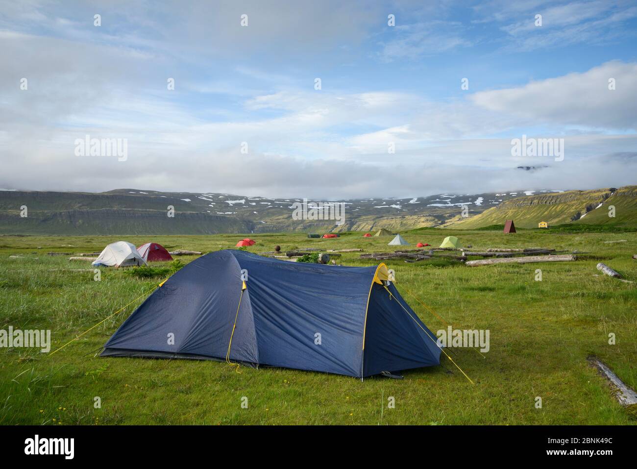 Tent for camping, Hofn, Hornvik, Hornstrandir, Iceland. July 2015 Stock  Photo - Alamy