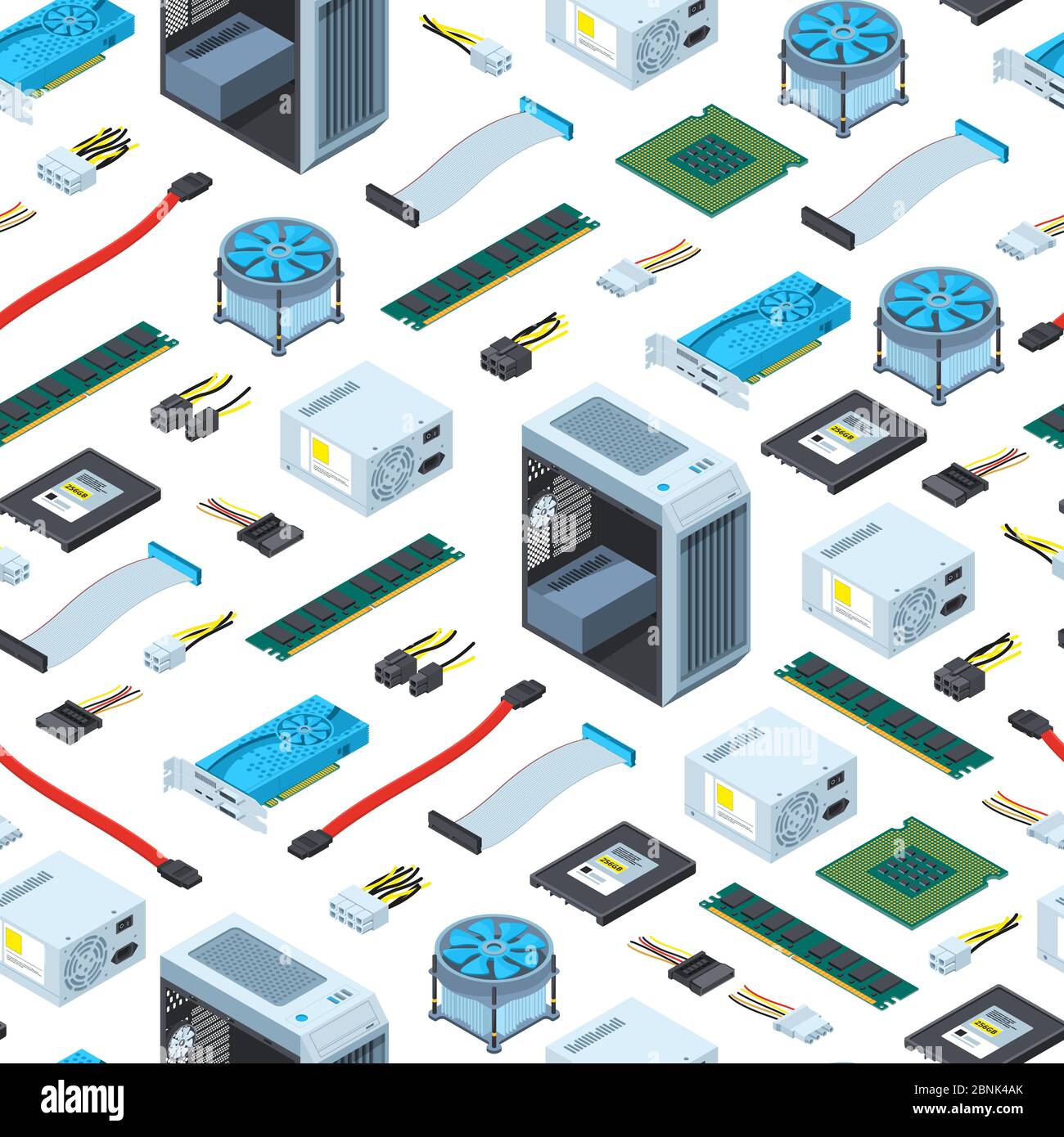 Vector isometric electronic devices background or pattern illustration Stock Vector