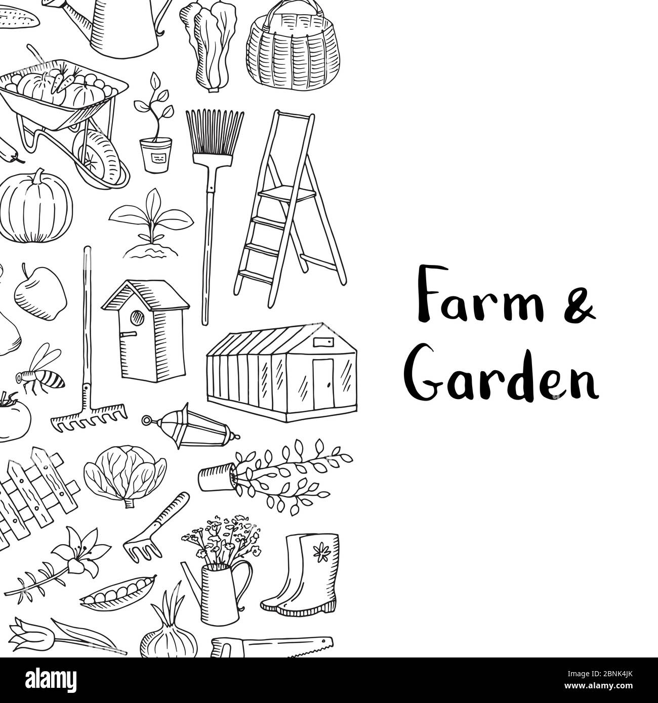 Vector gardening doodle icons background with place for text ...