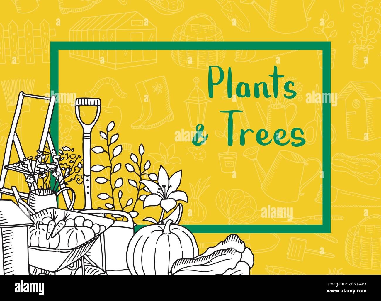 Vector gardening doodle icons background with place for text ...