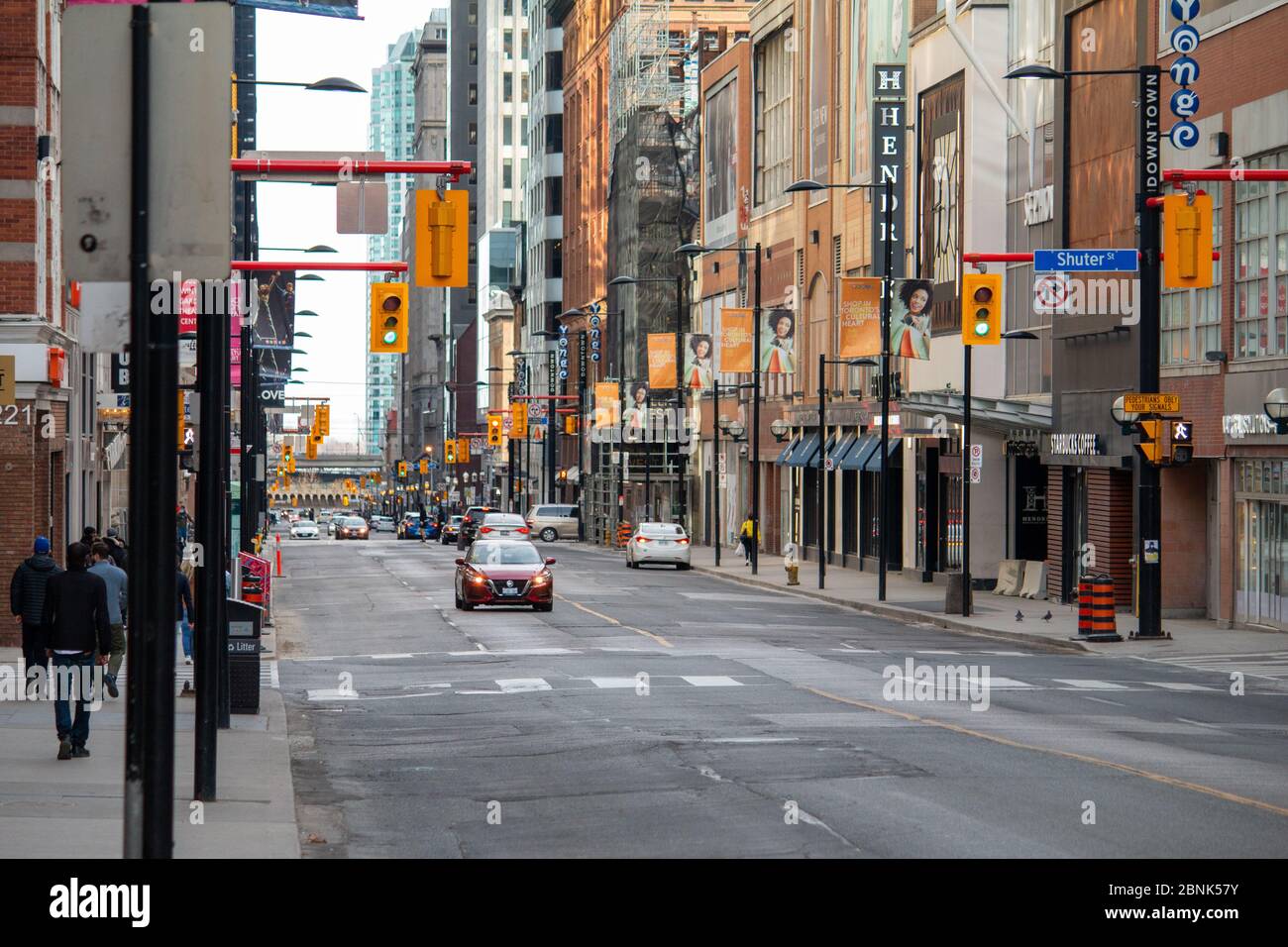 Yonge Street empty in Toronto during Covid-19 Stock Photo
