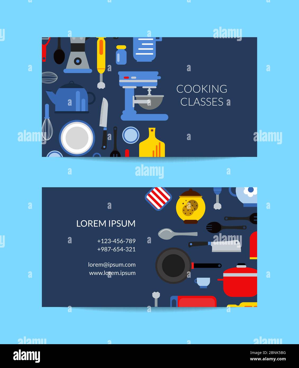 Kitchen Business Card Examples Vector flat style kitchen utensils business card template Stock Vector ...