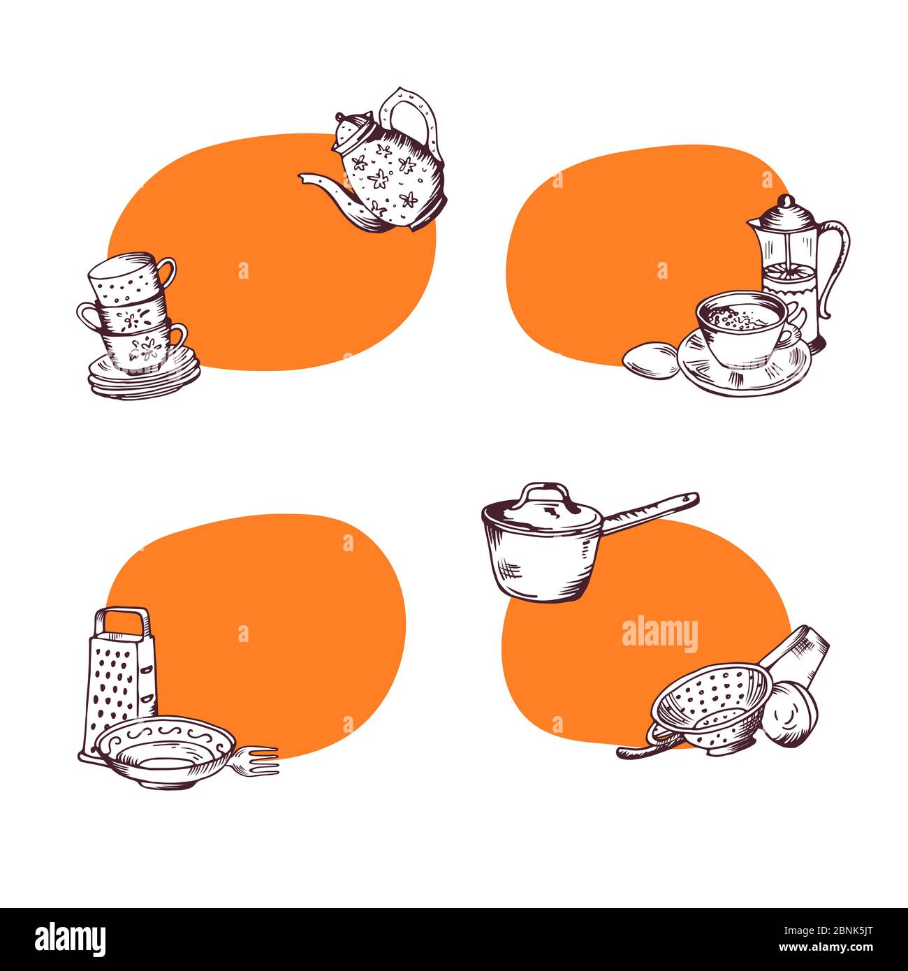 Vector set hand drawn kitchen utensils Stock Vector Image & Art - Alamy
