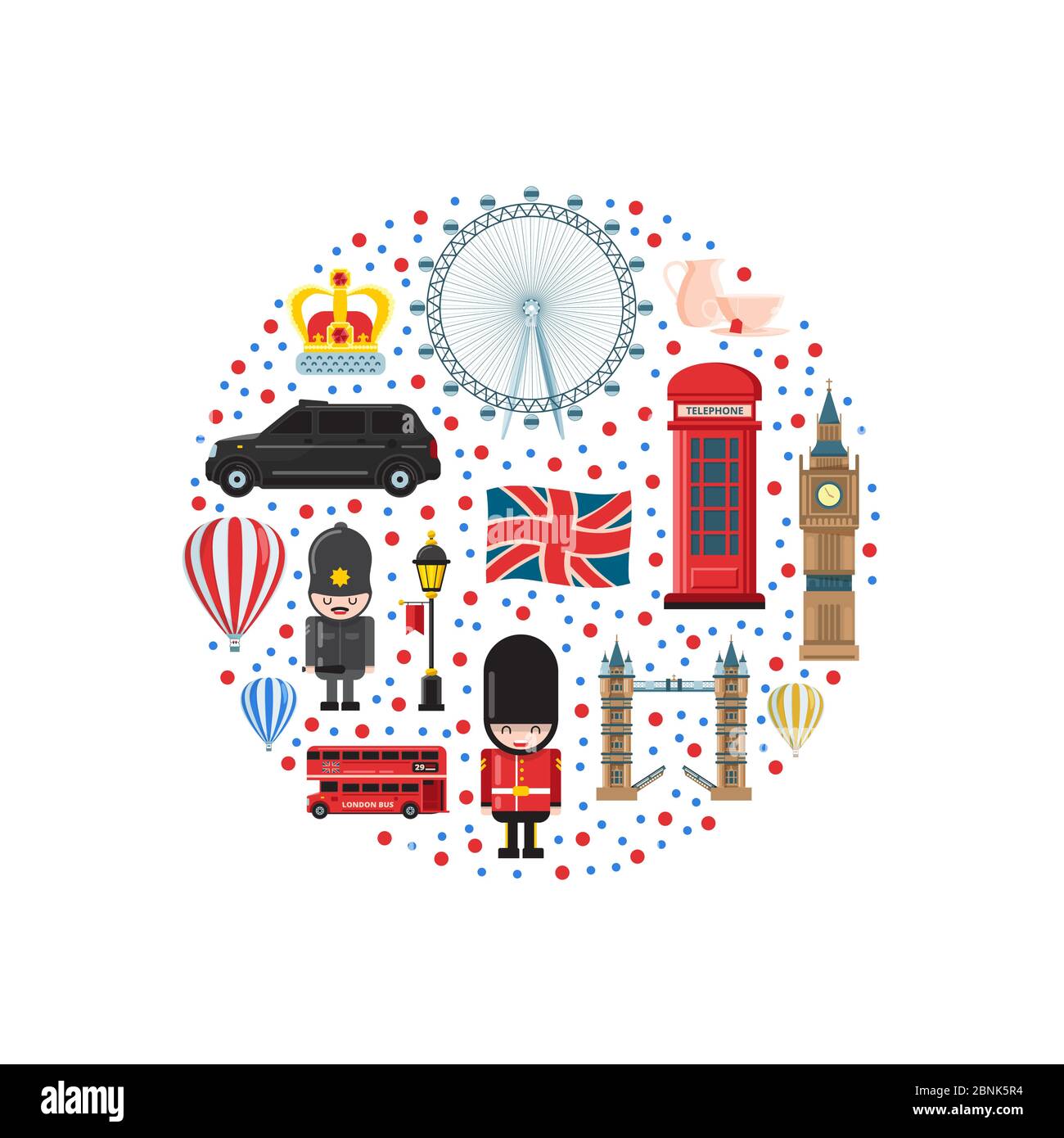 Vector cartoon London sights illustration Stock Vector