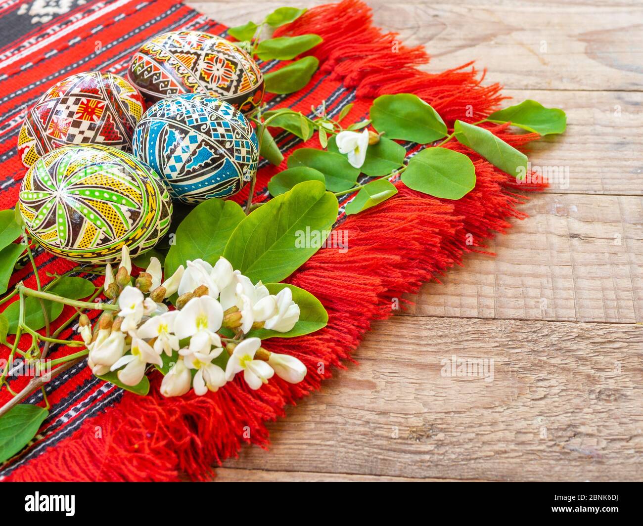 Nicely hand decorated romanian orthodox easter eggs with traditional