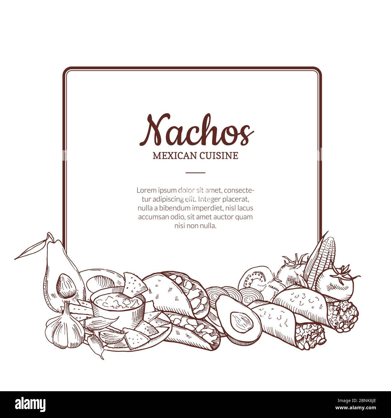 Vector sketched mexican food elements Stock Vector