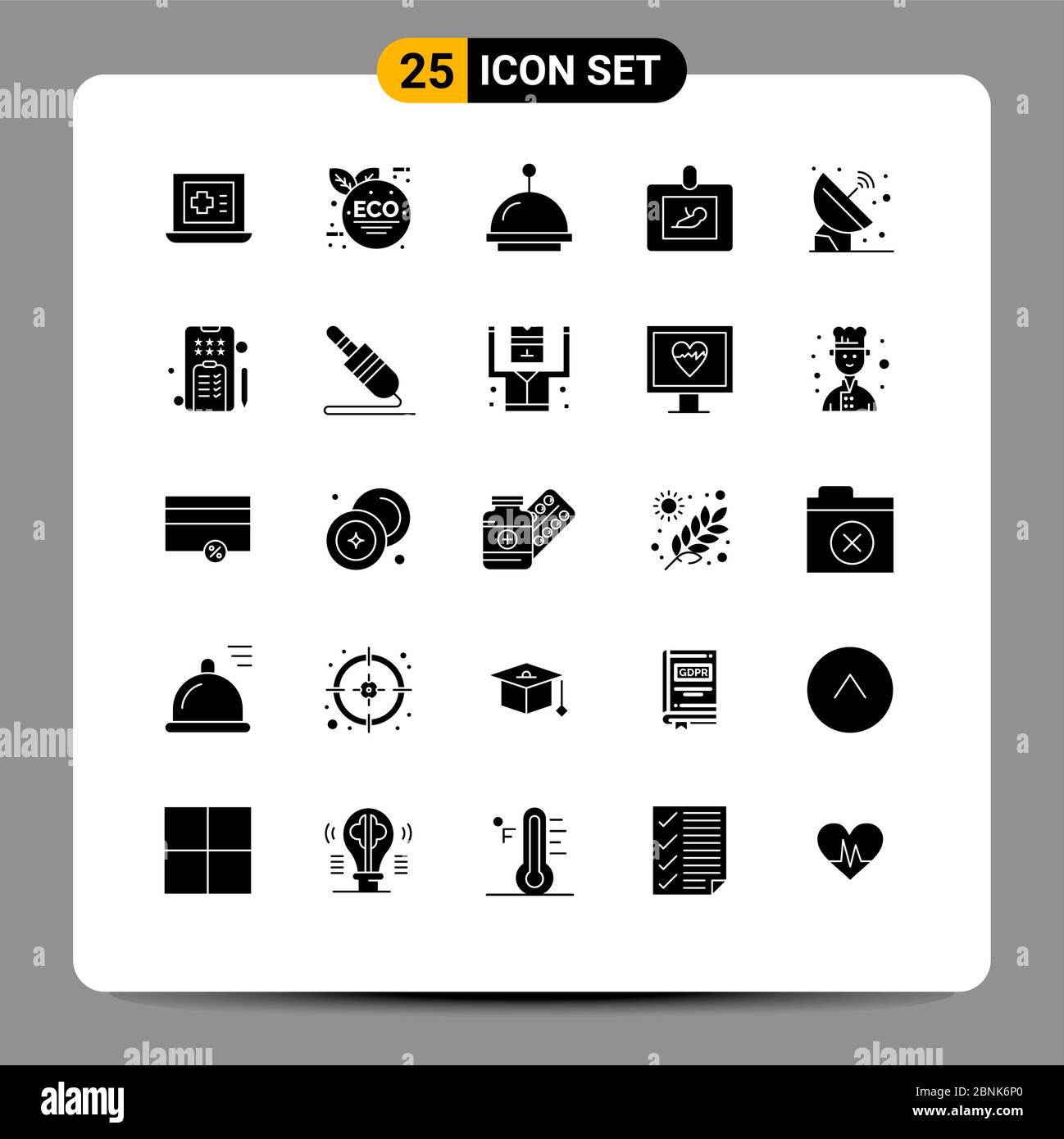 Set of 25 Modern UI Icons Symbols Signs for space, orbit, hotel, astronomy, ultrasound Editable Vector Design Elements Stock Vector
