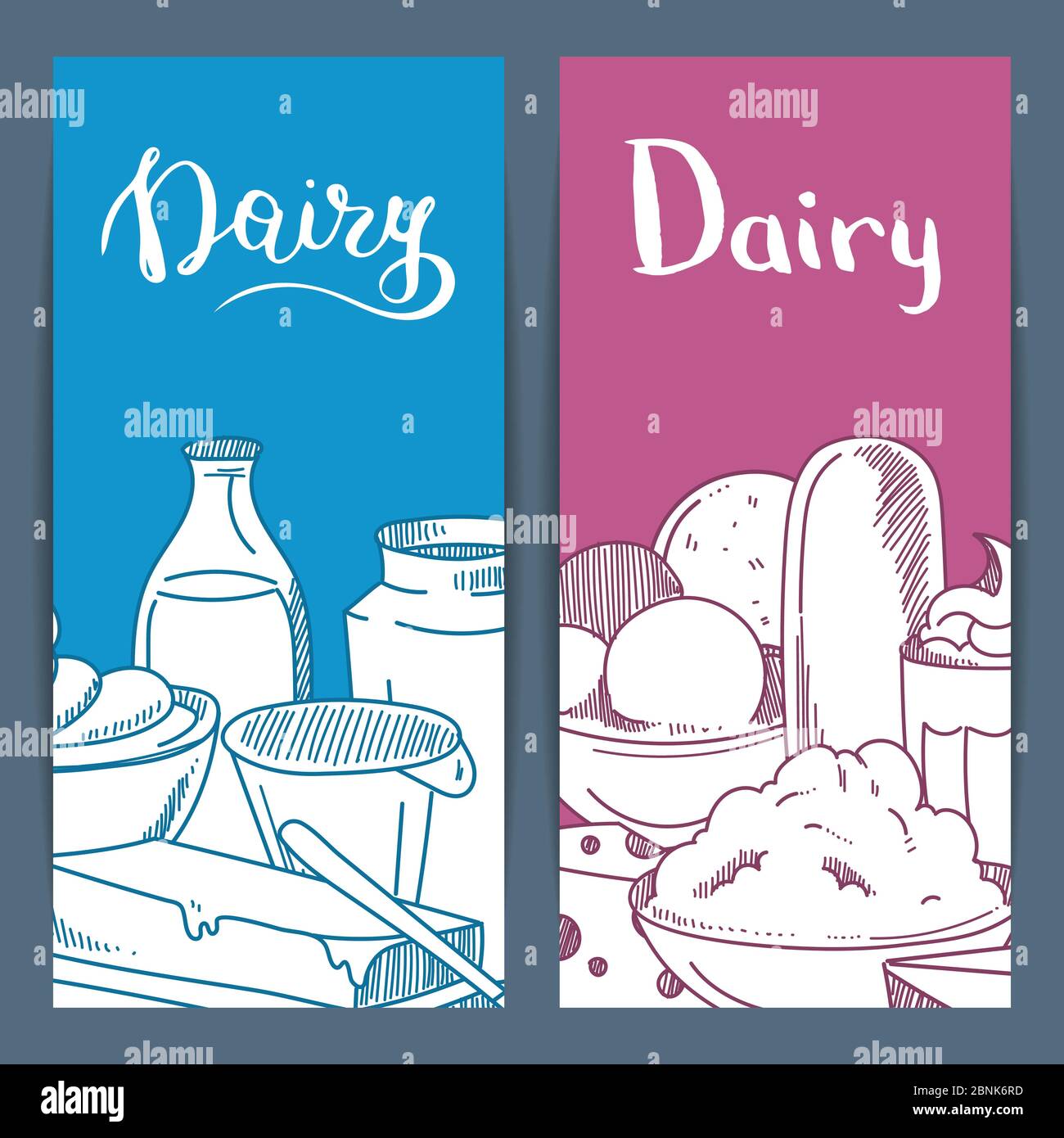 Flyer Daity Vector sketched dairy goods flyer or banner templates Stock Vector ...